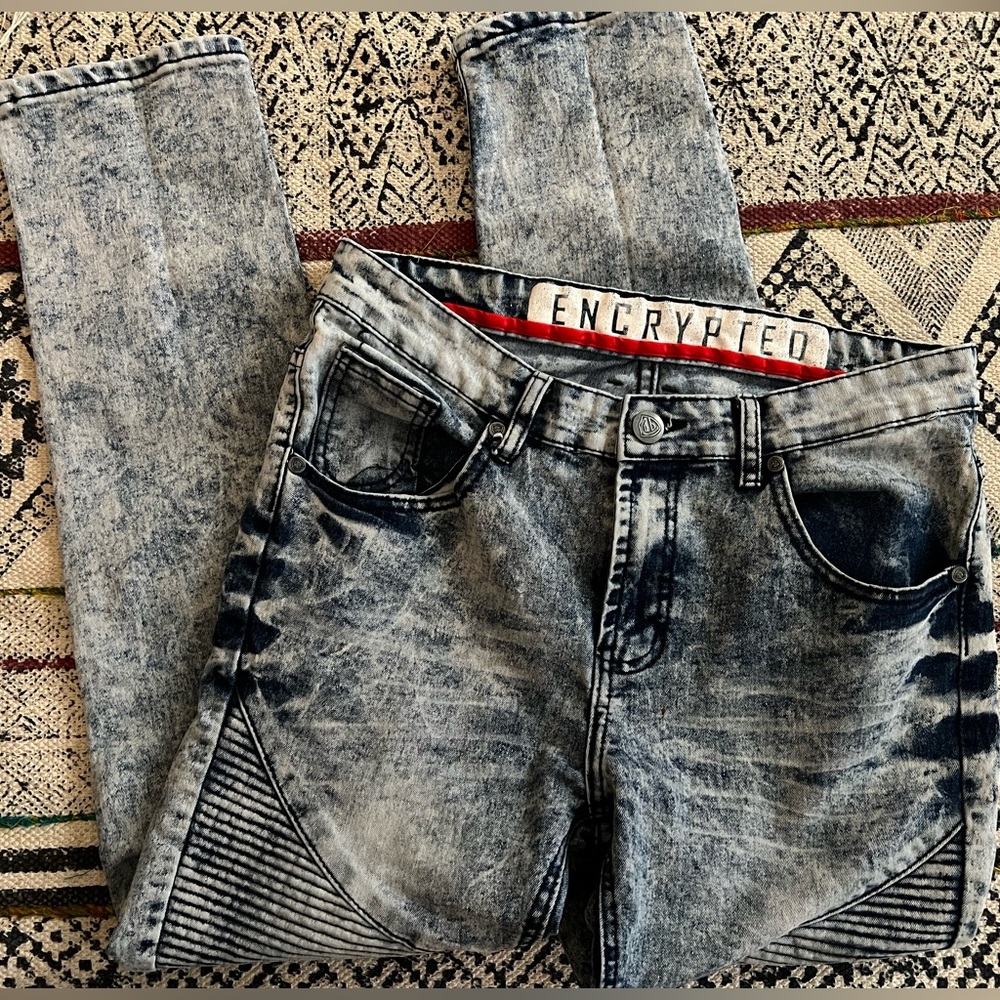 Men's Skinny Jeans - Washed Black and Gray